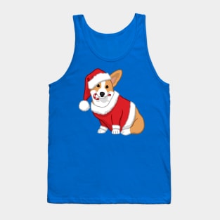 Cute Tan Corgi in Santa Christmas Costume Tank Top